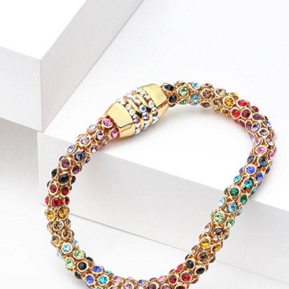 Inlaid Rhinestone Copper Bracelet For Women - Picture 2 of 9